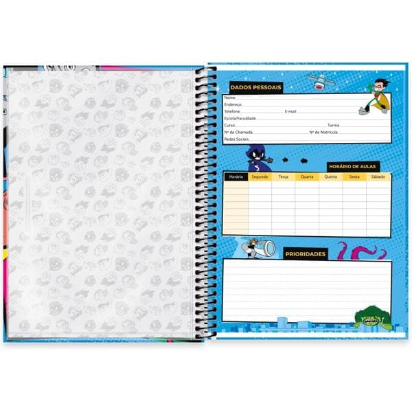 Caderno universitário capa dura, 1x1 80 folhas, Titans Go, 2332652, Spiral Ttg - PT 1 UN