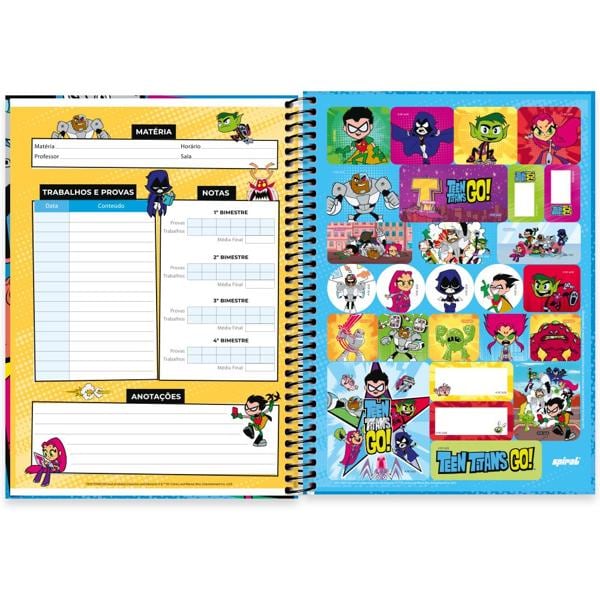 Caderno universitário capa dura, 1x1 80 folhas, Titans Go, 2332652, Spiral Ttg - PT 1 UN