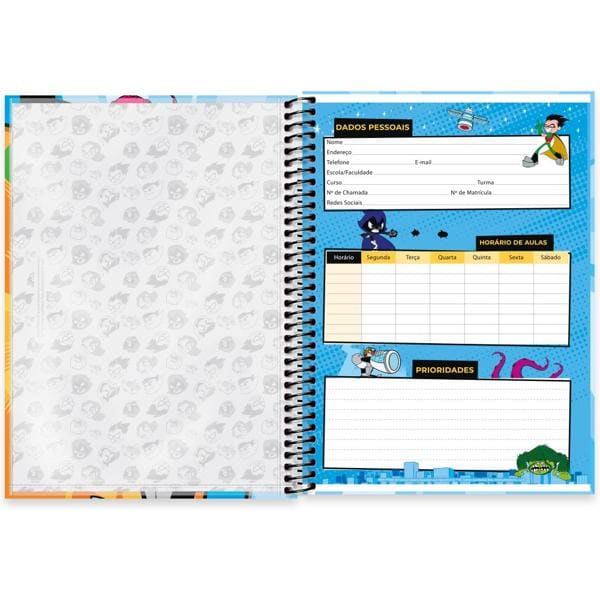 Caderno universitário capa dura, 1x1 80 folhas, Titans Go, 2332669, Spiral Ttg - PT 1 UN