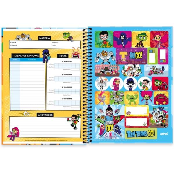 Caderno universitário capa dura, 1x1 80 folhas, Titans Go, 2332669, Spiral Ttg - PT 1 UN