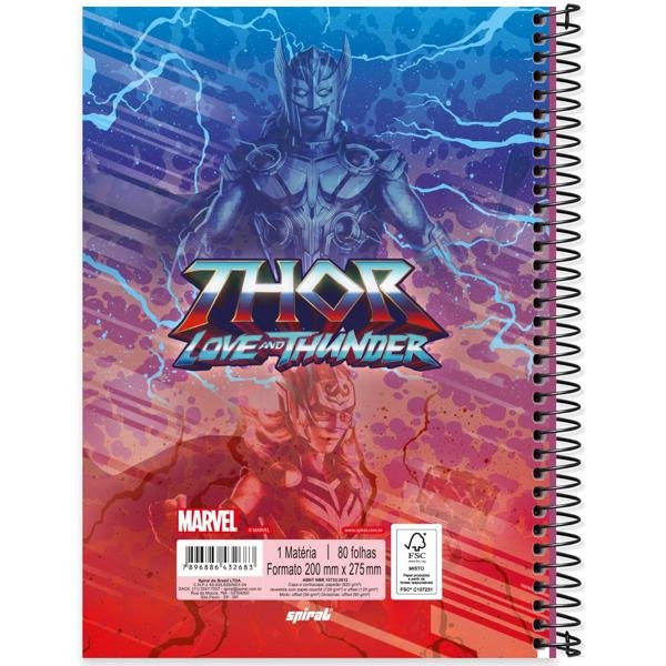 Caderno universitário capa dura, 1x1 80 folhas, Thor, 2332683, Spiral Thr - PT 1 UN