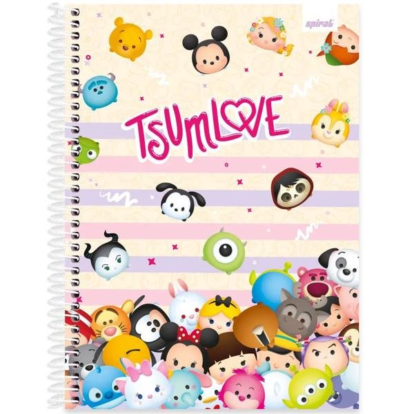 Caderno universitário capa dura, 1x1 80 folhas, Tsum Tsum, 2332690, Spiral Tsum - PT 1 UN