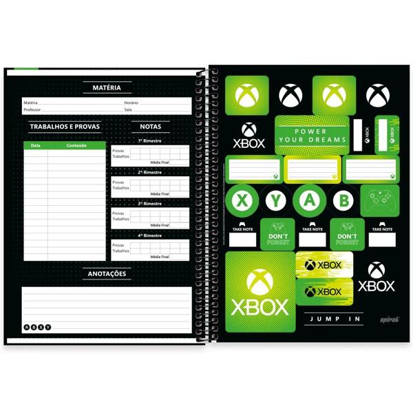 Caderno universitário capa dura, 1x1 80 folhas, Xbox, 2372238, Spiral Xbox - PT 1 UN