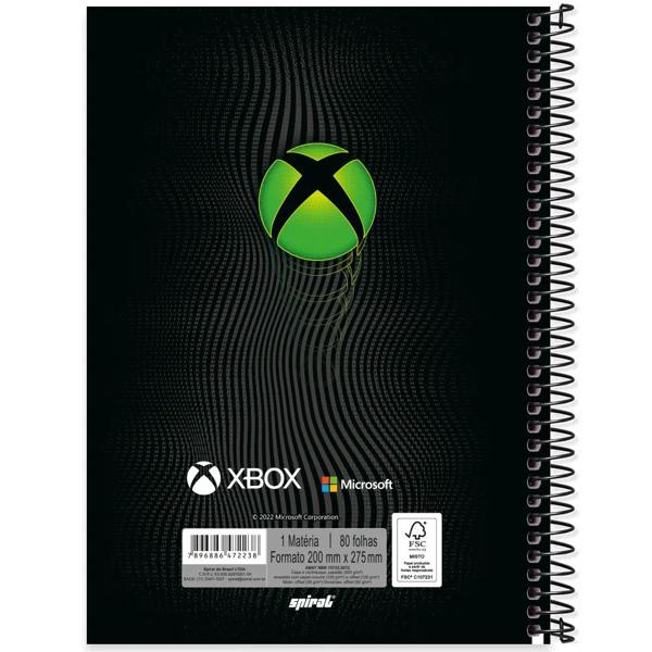 Caderno universitário capa dura, 1x1 80 folhas, Xbox, 2372238, Spiral Xbox - PT 1 UN