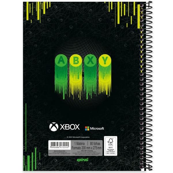 Caderno universitário capa dura, 1x1 80 folhas, Xbox, 2372245, Spiral Xbox - PT 1 UN