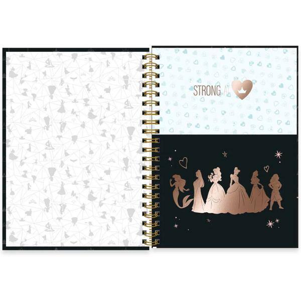 Caderno Universitário Capa Dura, 1x1, 80 Folhas, Disney Princesas Premium, 2372306, Spiral Pn - PT 1 UN