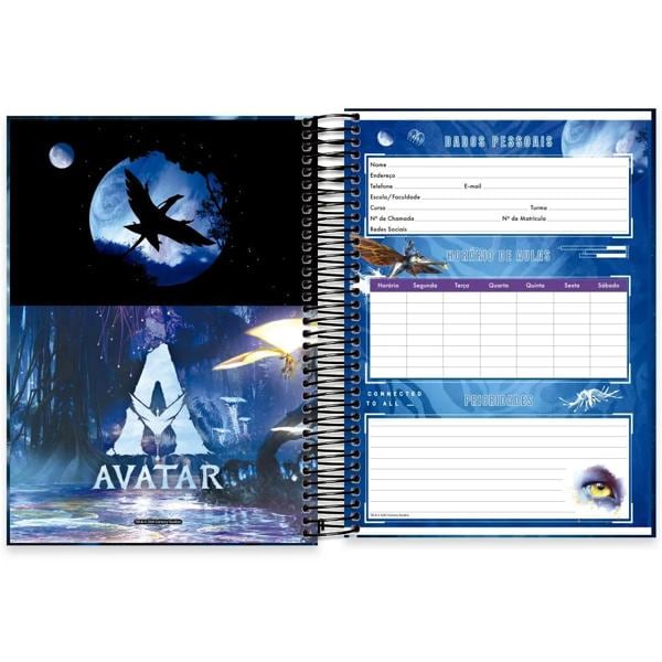 Caderno Universitário Capa Dura 10x1 160 Folhas Avatar Disney Spiral Ava - PT 1 UN