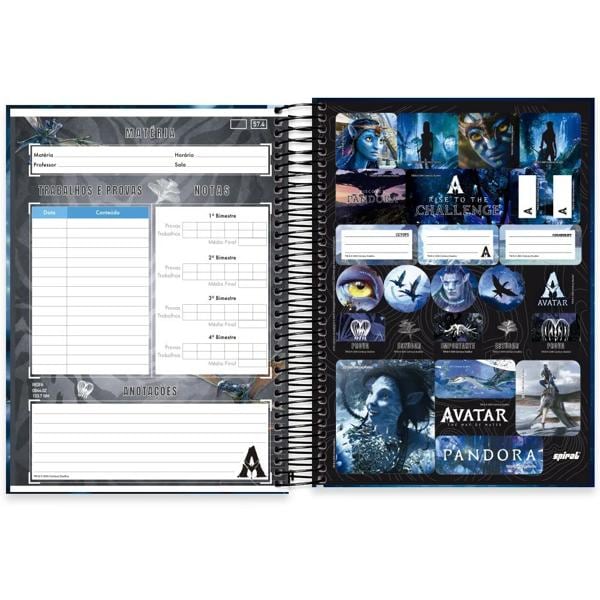 Caderno Universitário Capa Dura 10x1 160 Folhas Avatar Disney Spiral Ava - PT 1 UN