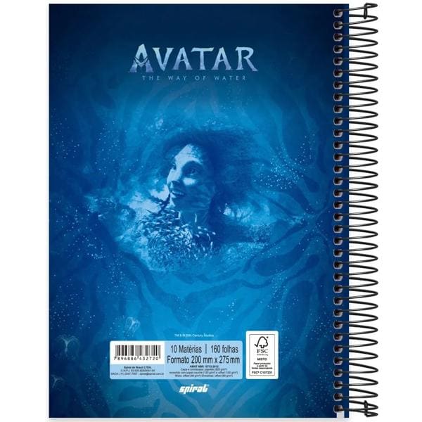 Caderno Universitário Capa Dura 10x1 160 Folhas Avatar Disney Spiral Ava - PT 1 UN