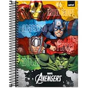 Caderno universitário capa dura, 10x1, 160 folhas, Vingadores Avengers Marvel, 2332737, Spiral Av - PT 1 UN