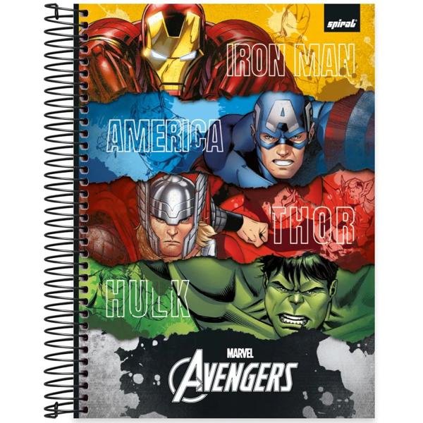 Caderno universitário capa dura, 10x1, 160 folhas, Avengers, 2332737, Spiral Av - PT 1 UN