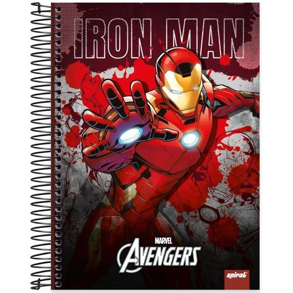 Caderno universitário capa dura, 10x1, 160 folhas, Avengers, 2332744, Spiral Av - PT 1 UN