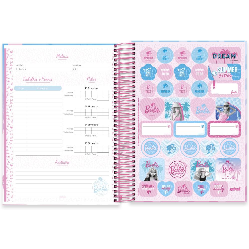 Caderno universitário capa dura, 10x1 160 folhas, Barbie Premium, 2333260,  Spiral Brb - PT 1 UN - Escolar - Kalunga