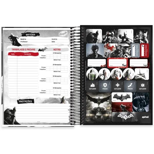 Caderno universitário capa dura, 10x1, 160 folhas, Batman Game, 2332768, Spiral Btg - PT 1 UN