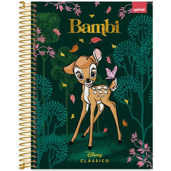 Caderno universitário capa dura, 10x1, 160 folhas, Bambi, Disney Clássicos, 2372375, Spiral Cld PT 1 UN