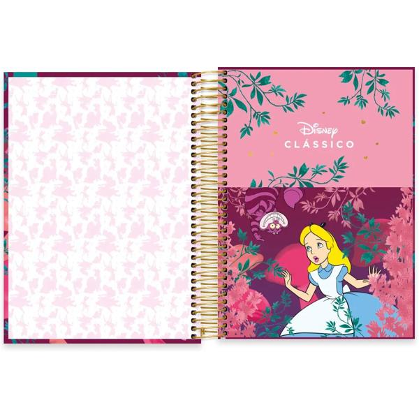 Caderno universitário capa dura, 10x1, 160 folhas, Alice no país das maravilhas, Disney Clássicos, 2332782, Spiral Cld PT 1 UN