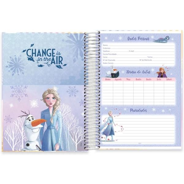 Caderno universitário capa dura, 10x1, 160 folhas, Frozen, 2332836, Spiral Frz - PT 1 UN