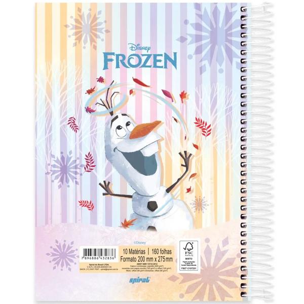 Caderno universitário capa dura, 10x1, 160 folhas, Frozen, 2332836, Spiral Frz - PT 1 UN