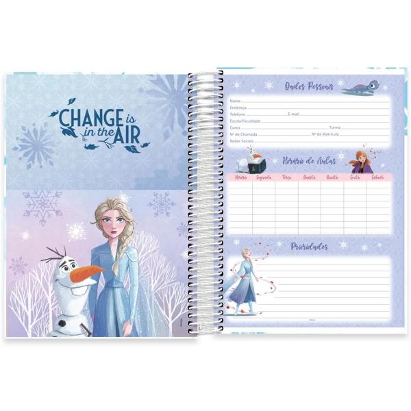 Caderno universitário capa dura, 10x1, 160 folhas, Frozen, 2332843, Spiral Frz - PT 1 UN