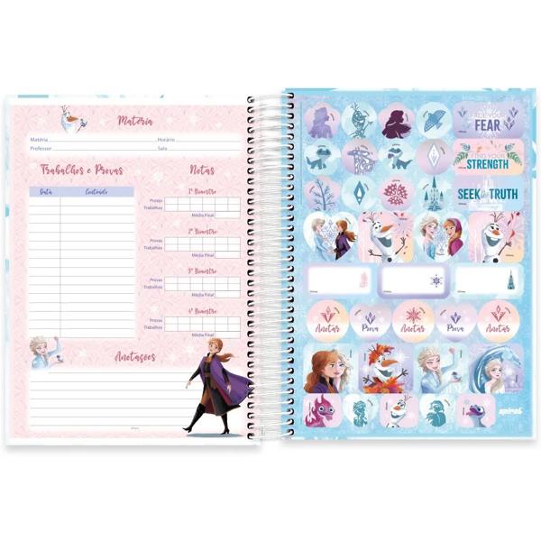 Caderno universitário capa dura, 10x1, 160 folhas, Frozen, 2332843, Spiral Frz - PT 1 UN