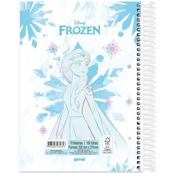 Caderno universitário capa dura, 10x1, 160 folhas, Frozen, 2332843, Spiral Frz - PT 1 UN