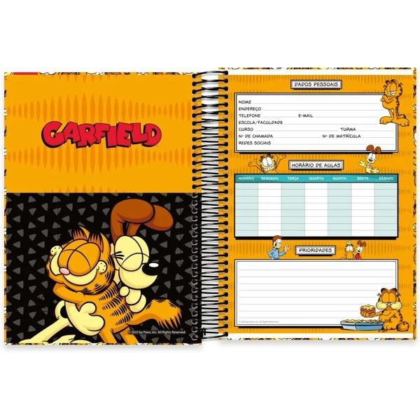 Caderno universitário capa dura, 10x1, 160 folhas, Garfield, 2332850, Spiral Gar - PT 1 UN