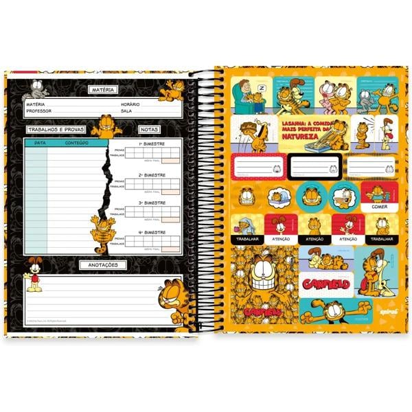 Caderno universitário capa dura, 10x1, 160 folhas, Garfield, 2332850, Spiral Gar - PT 1 UN