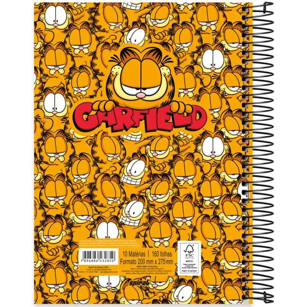 Caderno universitário capa dura, 10x1, 160 folhas, Garfield, 2332850, Spiral Gar - PT 1 UN