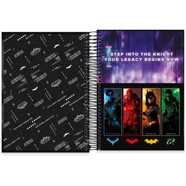 Caderno universitário capa dura, 10x1, 160 folhas, Gotham Knights, 2332867, Spiral Gtk- PT 1 UN