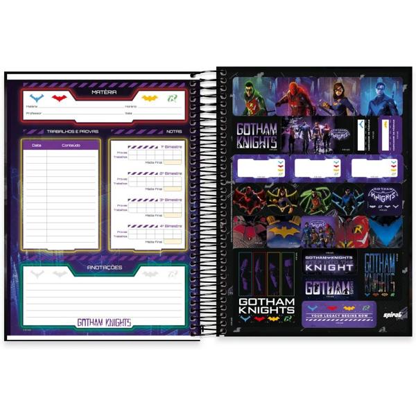 Caderno universitário capa dura, 10x1, 160 folhas, Gotham Knights, 2332867, Spiral Gtk- PT 1 UN