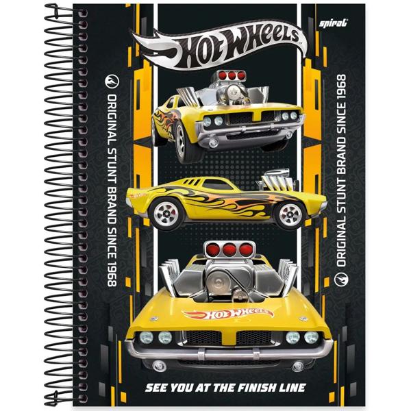 Caderno universitário capa dura, 10x1, 160 folhas, Hot Wheels, 2332904, Spiral Hw - PT 1 UN