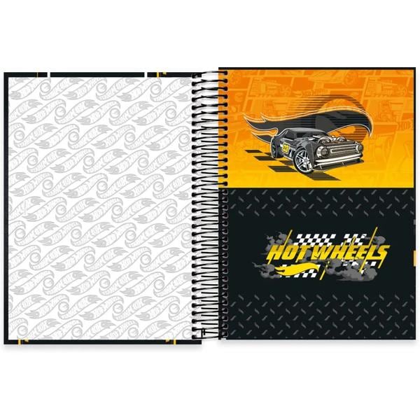 Caderno universitário capa dura, 10x1, 160 folhas, Hot Wheels, 2332904, Spiral Hw - PT 1 UN