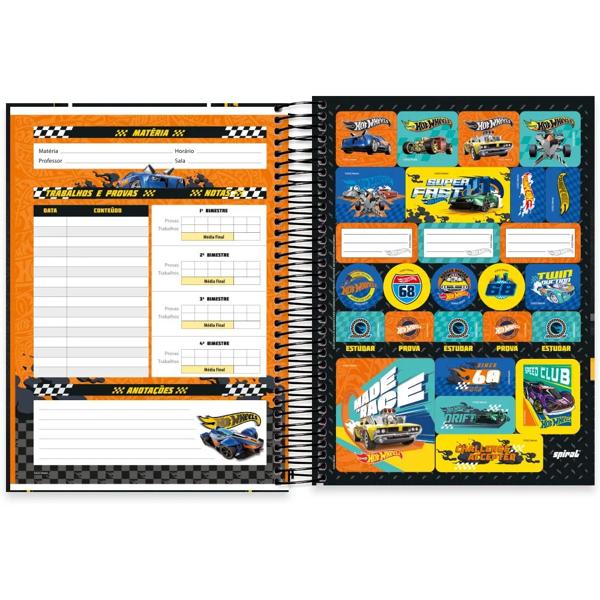 Caderno universitário capa dura, 10x1, 160 folhas, Hot Wheels, 2332904, Spiral Hw - PT 1 UN