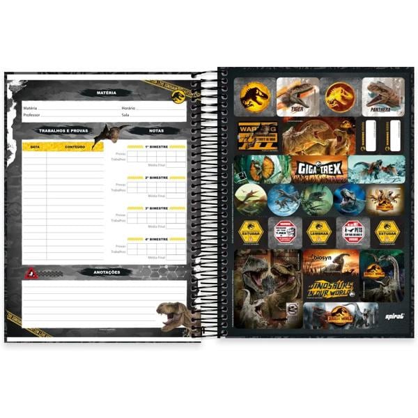 Caderno universitário capa dura, 10x1, 160 folhas, Jurassic World, 2372405, Spiral Jw - PT 1 UN