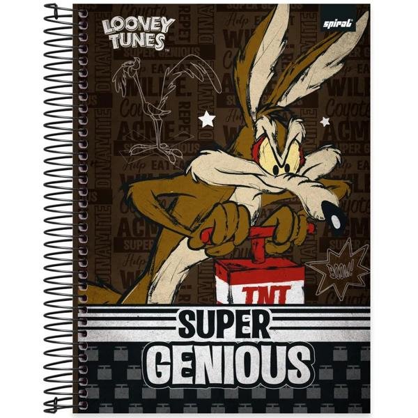 Caderno universitário capa dura, 10x1, 160 folhas, Looney Tunes, 2332959, Spiral Lt - PT 1 UN