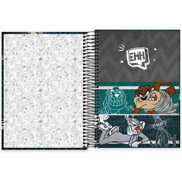 Caderno universitário capa dura, 10x1, 160 folhas, Looney Tunes, 2332966, Spiral Lt - PT 1 UN