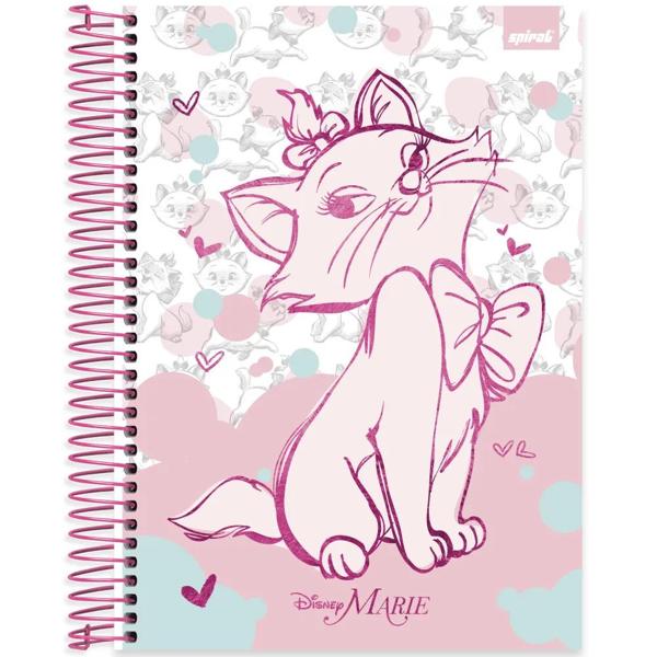 Caderno Universitário Capa Dura, 10x1, 160 Folhas, Disney Marie, 2332973, Spiral Mar - PT 1 UN