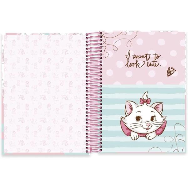 Caderno Universitário Capa Dura, 10x1, 160 Folhas, Disney Marie, 2332973, Spiral Mar - PT 1 UN