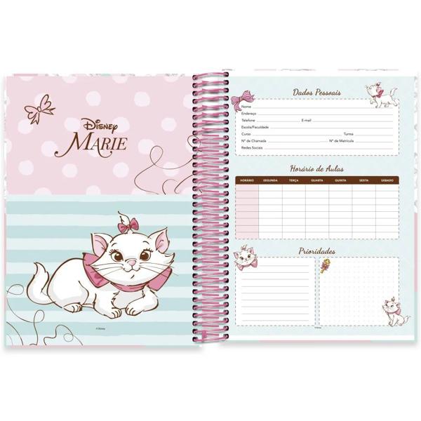 Caderno Universitário Capa Dura, 10x1, 160 Folhas, Disney Marie, 2332973, Spiral Mar - PT 1 UN