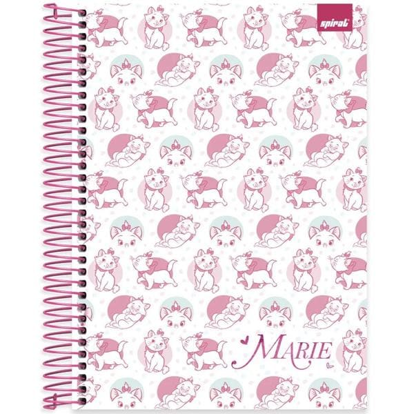 Caderno Universitário Capa Dura, 10x1, 160 Folhas, Disney Marie, 2332980, Spiral Mar - PT 1 UN