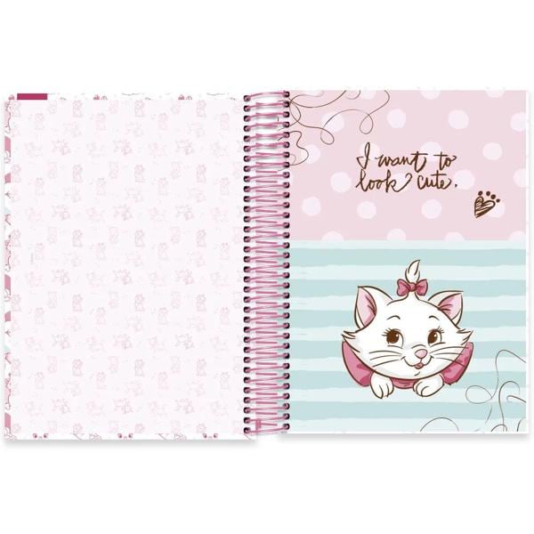 Caderno Universitário Capa Dura, 10x1, 160 Folhas, Disney Marie, 2332980, Spiral Mar - PT 1 UN