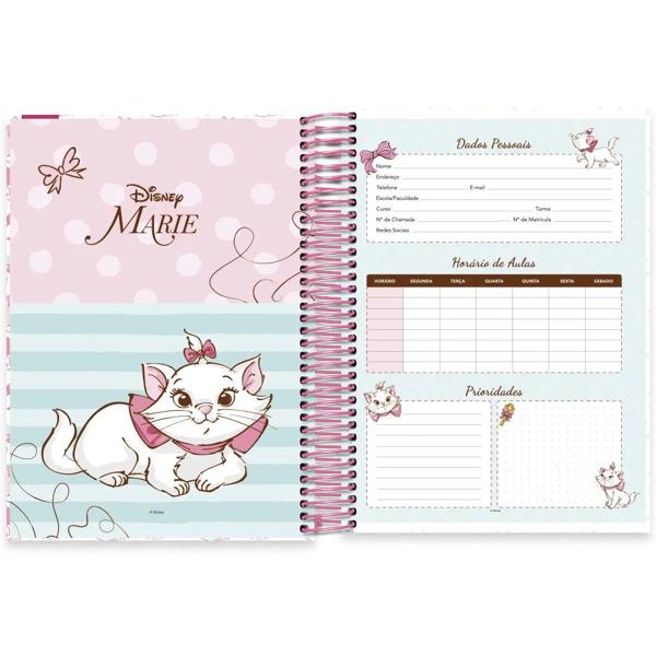 Caderno Universitário Capa Dura, 10x1, 160 Folhas, Disney Marie, 2332980, Spiral Mar - PT 1 UN