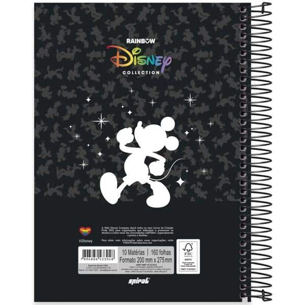 Caderno Universitário Capa Dura, 10x1, 160 Folhas, Disney Mickey Pride, 2333048, Spiral Mpr - PT 1 UN