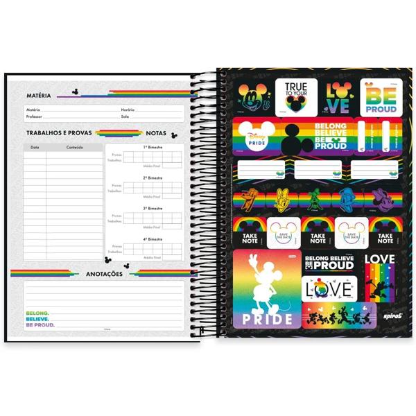 Caderno Universitário Capa Dura, 10x1, 160 Folhas, Disney Mickey Pride, 2333055, Spiral Mpr - PT 1 UN