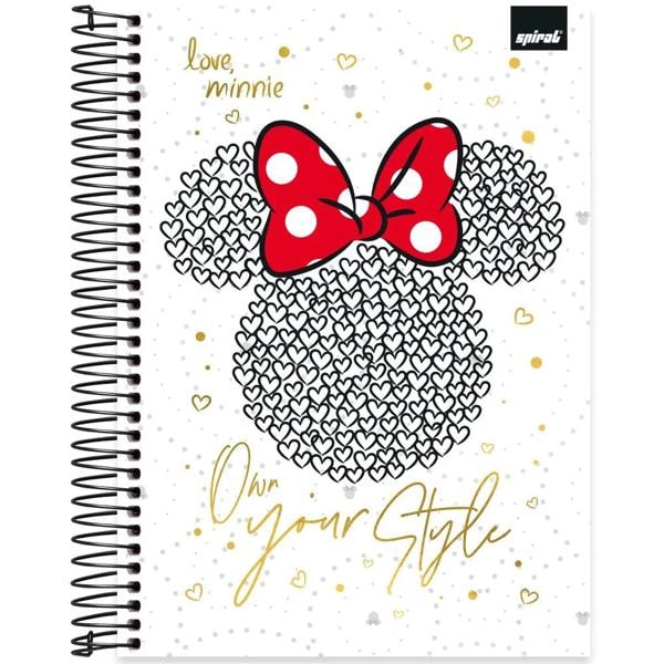 Caderno Universitário Capa Dura, 10x1, 160 Folhas, Disney Minnie Clássica, 2333079, Spiral Mn - PT 1 UN