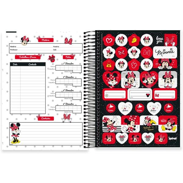 Caderno Universitário Capa Dura, 10x1, 160 Folhas, Disney Minnie Clássica, 2333079, Spiral Mn - PT 1 UN