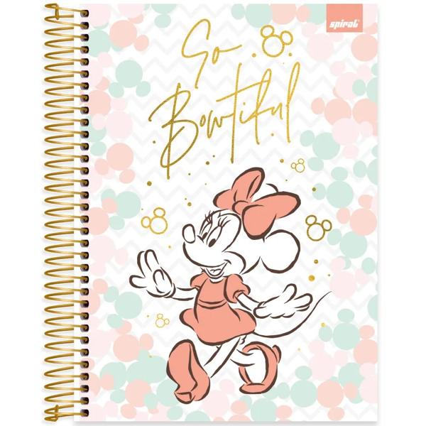 Caderno Universitário Capa Dura, 10x1, 160 Folhas, Disney Minnie Style, 2333086, Spiral Mis - PT 1 UN