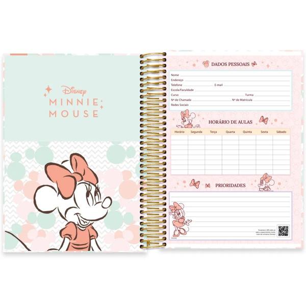 Caderno Universitário Capa Dura, 10x1, 160 Folhas, Disney Minnie Style, 2333086, Spiral Mis - PT 1 UN