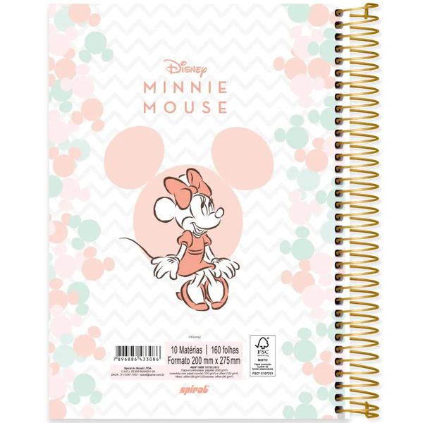 Caderno Universitário Capa Dura, 10x1, 160 Folhas, Disney Minnie Style, 2333086, Spiral Mis - PT 1 UN