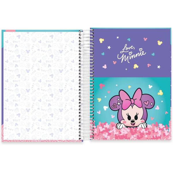 Caderno Universitário Capa Dura, 10x1, 160 Folhas, Disney Minnie Kawaii, 2333093, Spiral Mikw - PT 1 UN